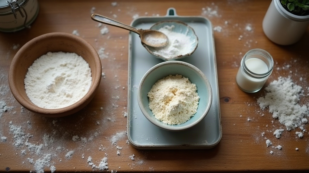 A small scale weighing a tiny amount of starter with flour and water for a small levain build